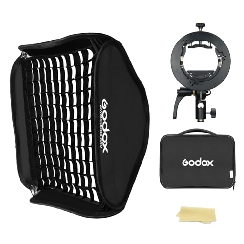Softbox 80x80 con rejilla de panal y soporte S2 para luz suave
