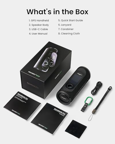 MiLESEEY GeneSonic Pro Golf Speaker with Detachable GPS Rangefinder Handheld, 43000+ No Subscription Preloaded Courses, View & Audible Distances,Touchscreen, 15H Battery, Magnetic, Waterproof,Hazard