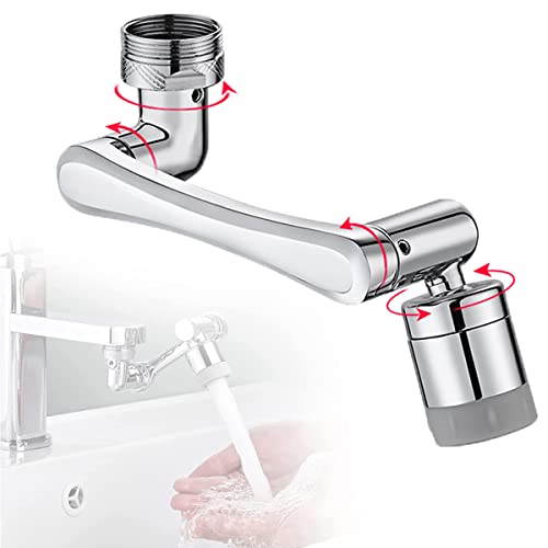 Preisvergleich Produktbild Schwenkbarer Wasserhahn Strahlregler, Wasserhahn Luftsprudler Aufsatz, 1080° Drehbar Wasserhahn Sprühkopf, Wasserhahn Bubbler, Mischdüse 2-Strahlen, Universal Perlatoren für Wasserhähne Küche / Bad