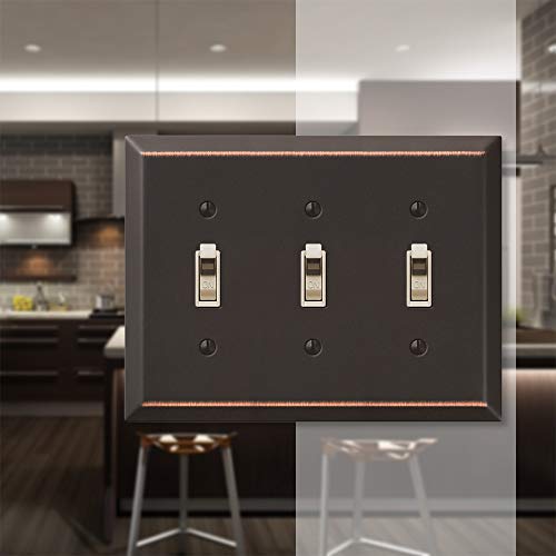 Amerelle 163Tttdb Traditional Steel Wallplate With 3, Aged, Triple Toggle, Oil Rubbed Bronze #TOP2