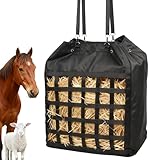 Vorhomness Extra-Large 25×21×9 in Slow-Slow Feed Hay Bag with Drawstring Closure & Rope-Head Pocket – Heavy-Duty Oxford Fabric Horse, Donkey & Goat Hay Feeder – Prevents Waste & Enhances Safety