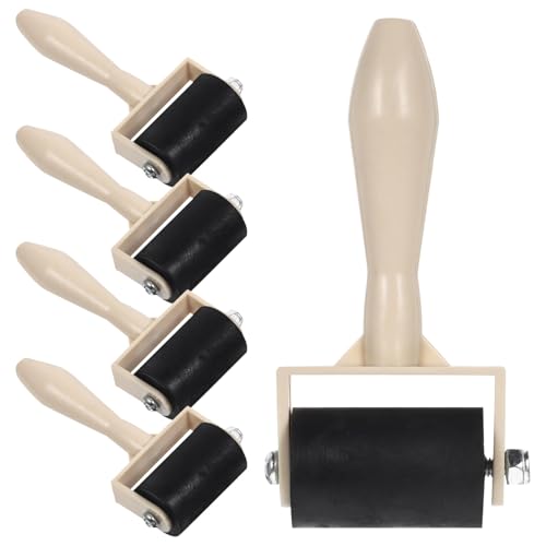 NIYANGLE Printmaking Ink Roller Tool 5Pcs Set 1.9In Rubber Brayer for Kids Art Craft Even Ink and Glue Spreading for Printmaking and Stamping Projects