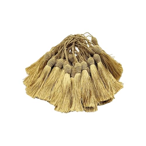 Wisafory 30 Borlas Sedosas, Borlas Colgantes Hechos a Mano, Suaves, Accesorios Decorativos para Marcapáginas, Fabricación de Joyas, Recuerdos, Pendientes, Manualidades, 13 cm, Oro