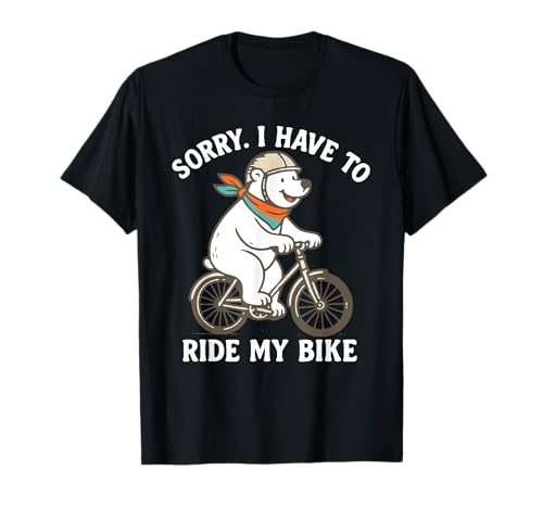 Funny Bear Biking Cartoon Animal Cyclist Design Camiseta