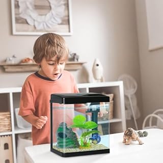 Betta Fish Tank Self Cleaning 2 Gallon Small Aquarium Starter Kits Desktop Room Decor w/LED Light Decorations & Whisper Filters Water Pump (260V2)