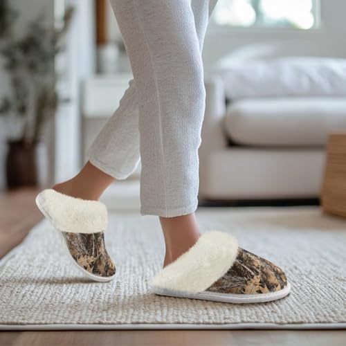 Women's Plush Fuzzy Slip on Indoor Outdoor Winter House Slippers Comfy Warm Fluffy Shoes Size 5-144