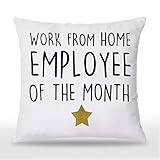 Udinaz Work from Home Employee of The Month Funny Employee Appreciation 18 x 18 Inches Throw Pillow Covers, Bedroom & Living Room Decor, Work Gift