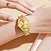 OLEVS Womens Gold Watch Golden Face Diamond Dress Watch for Women Small Wrist 14K Gold Plated Analog Quartz Ladies Wristwatch Stainless Steel Band Waterproof Female Wristwatch Coin Edge Bezel