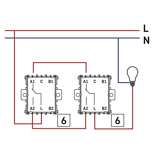 EMOS Wechselschalter in Weiss (Glanz), Lichtschalter mit einer Wippe, 250 V~/10 AX, Kunststoff, ohne Unterputzdose, Schutzklasse IP20 für Innen, 8 x 8 x 5 cm