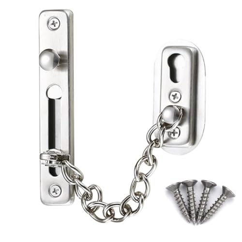 Stainless Steel Door Chain,Door Chain Stainless Steel Security Chain Lock Sliding Bolt Bolt Guard Safety Lock Door Chain Internal Door Lock for Hotel Home Living Motel Apartment Bedroom ,Silver