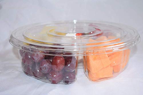 Pactiv 5 Compartment, Disposable Clear Fruit/Vegetable Tray with Lid (5 Sets) - Thumbnail 2