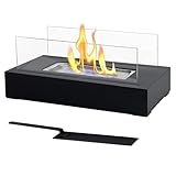 180ml Indoor Tabletop Metal and Glass Fireplace/Firepit for Cozy Ambiance (Black)