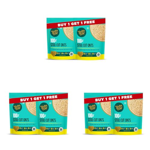 Image of Yogabar Steel Cut Oats 750g(Pack of 6)| 100% Whole Grain, Gluten-Free, High Fiber, Non-GMO, Protein-Rich, No Sugar Added