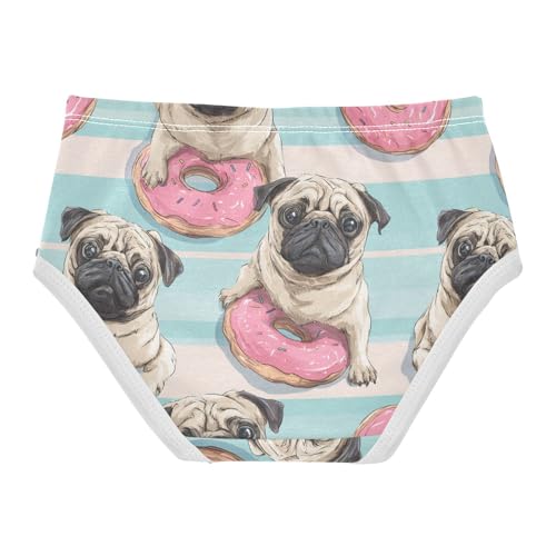 Wusikd Pugs Pink Doughnuts Girls' Underwear Cotton Girls Briefs Soft Toddler Underwear 2T2