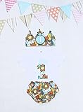 Corona de tela Pittitus Conjunto de cumpleaños animalitos corona de tela camiseta nº 1 y cubrepañal bebé niños smash cake