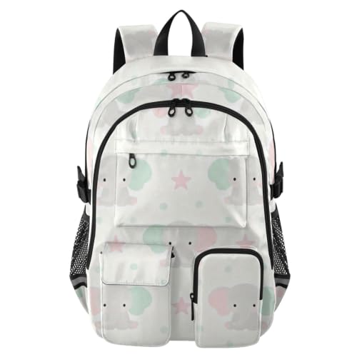 Mochilas de viaje para laptop de 17.5 pulgadas con diseño de elefantes en color rosa para mujer