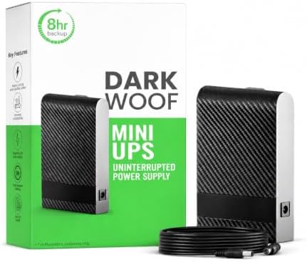 Dark Woof Router UPS 12V Mini WiFi UPS Power Backup Up to 8 Hours For All WiFi Routers Fiber & Broadband Modems | Plug & Play | Current Surge & Deep Discharge Protection | 6 Months Warranty