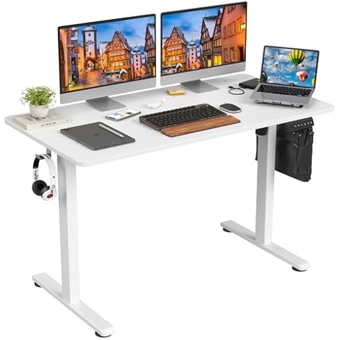 STARY Electric Standing Desk Adjustable Height Sit Stand Home Office Desk with Splice Board Cover