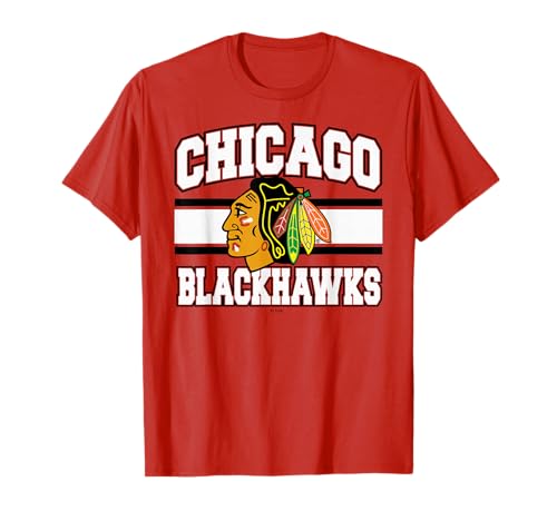 Chicago Blackhawks Stripe Red Officially Licensed T-Shirt