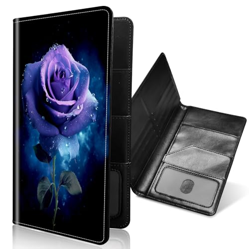 Purple Rose Passport Holder for Travel Essentials,Slim Travel Wallet RFID Blocking Card Case Cover Passport Cover,Passport Book Holders for Women/Men