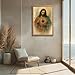 Wood Framed Sacred Heart of Jesus Canvas Wall Art Christian Jesus Prints Pictures Wall Decor Watercolor Catholic Poster Printing Artwork for Living Room Bedroom Prayer Room Church Wall Decoration
