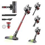 Hearten 掃除機 コードレス【超軽量自走式設計・グリーンLEDライト搭載】コードレス掃除機 50000PA 強力吸引 2段吸引力モード 低騒音 スティッククリーナー 50分連続稼働 着脱式バッテリー付き ハンディクリーナー 伸縮パイプ サイクロン 6重濾過システム 1.2L集塵 スティックそうじき ワンタッチゴミ捨て ハードフロア/カーペット/カーテン/ソファ/車用 PSE認証済 年末お掃除