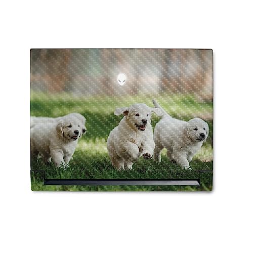 Image of MightySkins Carbon Fiber Skin Compatible with Alienware M18 R1 (2023) Full Wrap Kit - Puppy Pack | Protective, Durable Textured Carbon Fiber Finish | Easy to Apply & Change Styles | Made in The USA