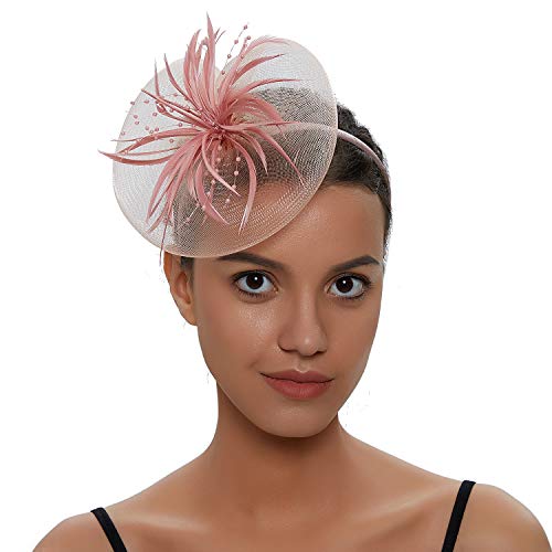 SJTJSPX Chapeau Fascinator Femme Chapeau Bibi de Mariage Chapeau Mariage Nuptiale Bandeau Voile en Maille Accessoires de Cheveux Serre Tête Cocktail Tea Party Église Club Pince à Cheveux