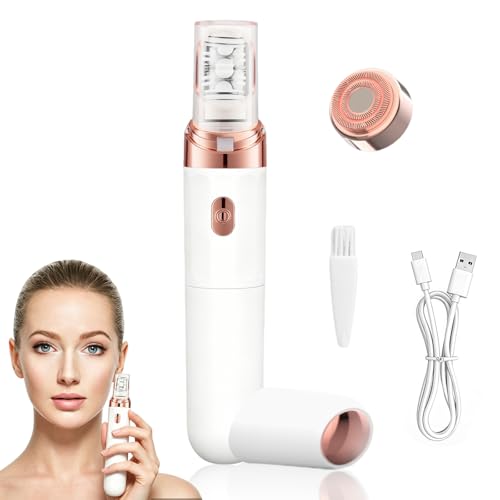 HASAIKA® Depiladora Facial Mujer Eléctrica, Eléctrica Depiladora Cejas con luz LED, Cabezal lavable, recargable por USB, apto para el labio superior, las cejas, los brazos y las piernas (Blanco)