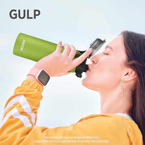 Image of Milton Dual Flow 600 Thermosteel Water Bottle 595 ml with One Touch Safety Lock & Twin Lid Sip or Gulp,Long Hours Hot & Cold,Leak Proof,ISI Certified,Vacuum Insulated,for Office,Gym,School,Neon Green
