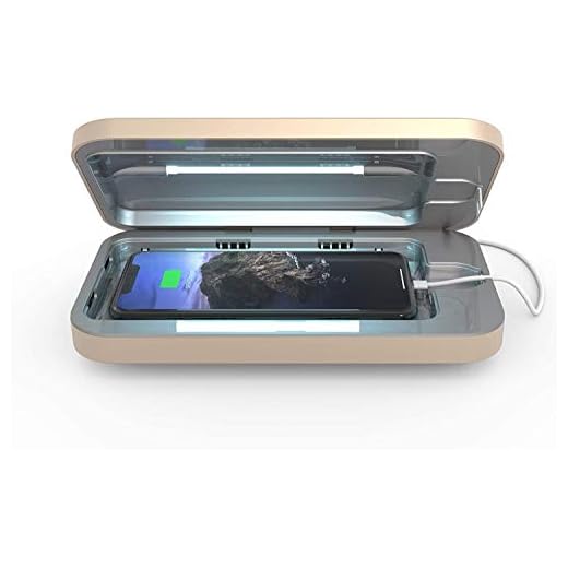 PhoneSoap 3 UV Phone Sanitizer Box & Dual Charger, Patented 360° UVC, Gold