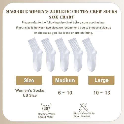 Image of MAGIARTE Womens Athletic Cotton Crew Socks Moisture Wicking Breathable Sports Casual Socks for Women 3 /5-PACK