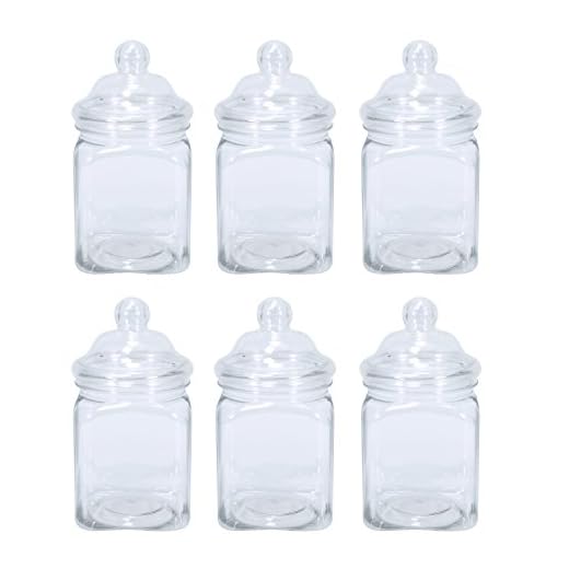 Britten & James® Pequeños Frascos Cuadrados Victorianos Pequeños Hechos de Plástico 450 ml - Paquete de 6. Estos Pequeños Frascos se ven muy bien en una Mesa de Boda o como un Regalo Individual