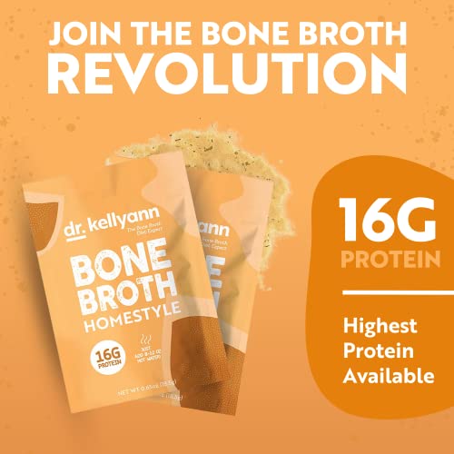 Dr. Kellyann Bone Broth Collagen Powder Packets (7 Servings, 1 Box), 16G Protein/Serving, 100% Grass-Fed Hydrolyzed Collagen Powder, Keto & Paleo Friendly #TOP2