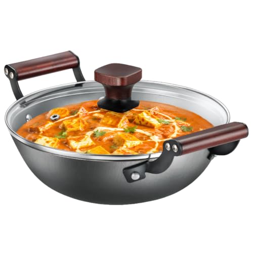 Image of Prestige Nitride Lightweight Cast Iron Kadai 24cm /2.4L with Glass Lid | Castlite Series | Durable & Easy to Clean | Enamel Coated | Gas & Induction Compatible | 15Y Product Warranty