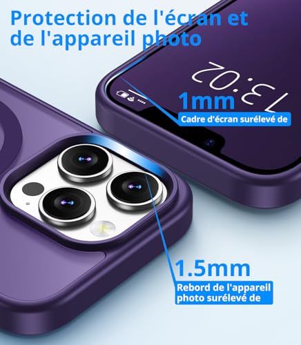 Coque antichoc iPhone 13 Pro MagSafe violette résolvant le risque de casse écran