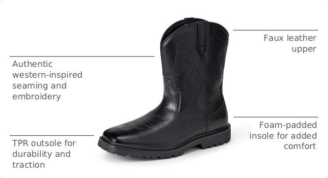 Image of Amazon Essentials Men's Square Toe Western Cowboy Boots | Casual Boots