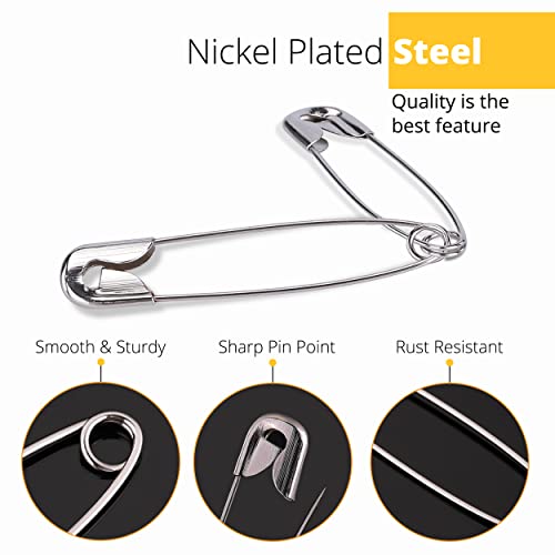 Wenrook Safety Pins Assorted 4-Size Pack Of 150 - Strong Nickel Plated Steel, Rust Resistant, Heavy Duty Variety Pack, Perfect For Clothes, Crafts, Sewing, Pinning And More #TOP1