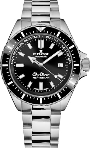 Edox Skydiver Neptunian Automatic Black Dial Men's Watch 80120 3NM NIN