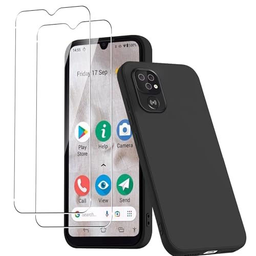 Coque Doro 8100 en silicone noir mat avec deux verres trempés de protection