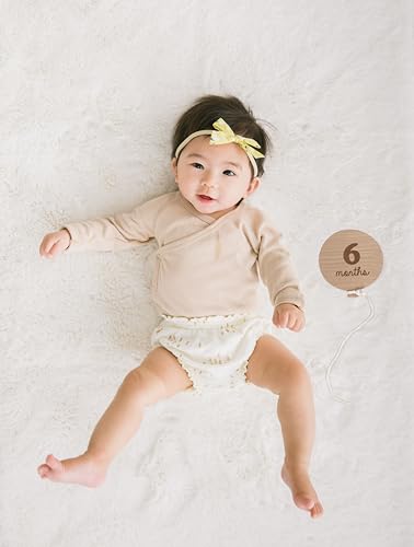 Image of Kate & Milo Baby Monthly Milestone Marker Discs, Growth and Pregnancy Photo-Sharing Cards, 1-12 Months, Gender-Neutral Gift, Birthday Balloons, 6 Double Sided Props