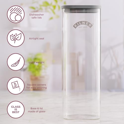 Image of Kilner Premium 2 Pcs x 2 L Fresh Storage Airtight Glass Jar with Vacuum Seal for Cereals, Flour, Dry Goods, Pulses, Daals | BPA-Free, Eco-Friendly Kitchen Container