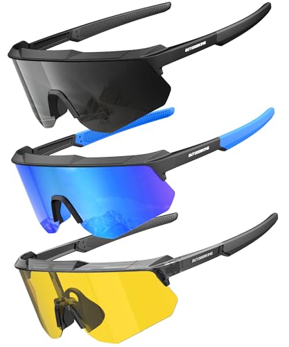 Image of Polarized Sports Sunglasses for Men Women, UV400 Protection Mens Sunglasses Wrap Around Sun Glasses for Cycling Running