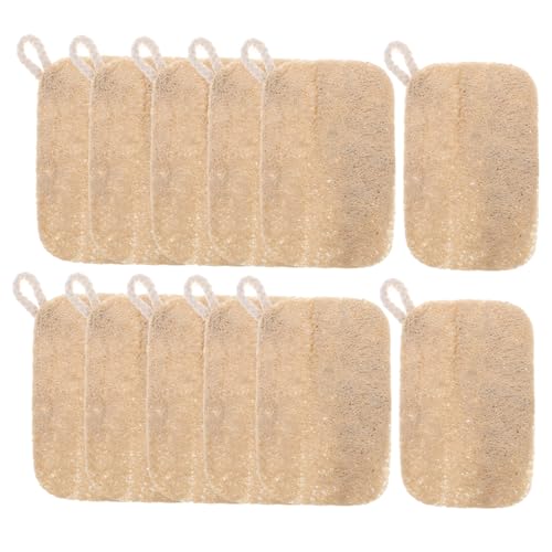 HAMPPLIES 10 Piezas Esponjas Naturales de Luffa para Lavar Platos Pack de Unidades Estropajo Ecológico sin Rayaduras para Cocina Limpiador Multiusos para Ollas y Utensilios