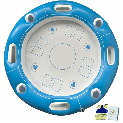 Table de jeu cartes flottante ronde bleue de qualité supérieure avec plateau boissons intégré