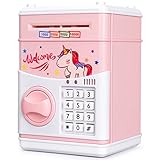 KMiKE Electronic Unicorn Piggy Bank for Kids Cash Cartoon ATM Money Saver Bank for Kids with Password & Music Great Gift Toy for Kids Children (Pink Unicorn)