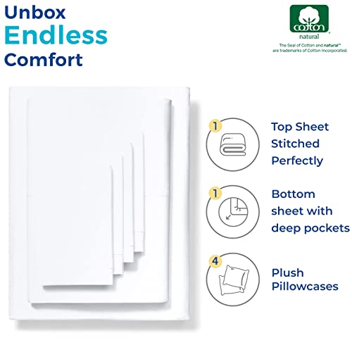 Pure Egyptian Queen Size Cotton Bed Sheets Set (Queen, 1000 Thread Count) Bright White Bedding And Pillow Cases (6 Pc) – Egyptian Cotton Sheets Queen Size Bed- Sateen Sheets - 16” Deep Pocket Sheets #TOP2