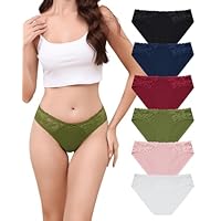 Aijolen Culottes Coton pour Femmes Slip Femme Culotte Dentelle Confort Bikini Slips Respirant Hipster sous-vêtements Mi-Taille Multipack S-XL
