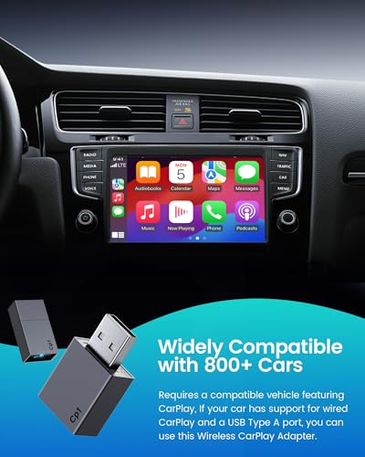 Image of Wireless Carplay Adapter for iPhone - Plug & Play Convert Wired to Wireless CarPlay for Cars from 2016 and iOS 10+, Auto Reconnect Mini USB Type A Black