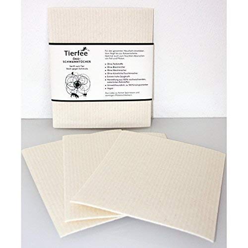 Tierfee Öko-Schwammtücher, Tiergerechtes Putztuch, Vegan, Ohne Farbstoffe, Ohne Bleichmittel, Ohne Weichmacher - 2 Packungen (6 Stück) Cover